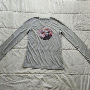 Aeropostale Gray Long Sleeve with Pink Floral Design